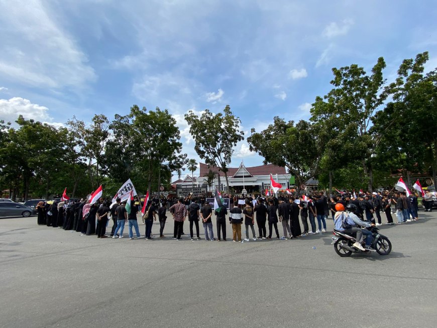 Ratusan Masa Aksi Solidaritas Gabungan Geruduk Balai Bupati Kampar, Bela Palestina 