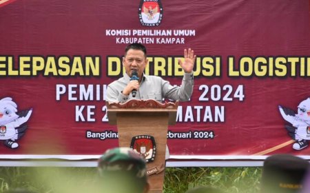 Pj Bupati Kampar Resmi Melepas Pendistribusian Logistik Pemilu Ke Kecamatan