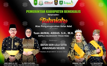 Bupati Kasmarni Ucapkan Tahniah Kepada Kajati Riau Akmal Abbas Diberi Gelar Datuk Seri Lela Setia Junjungan Negeri