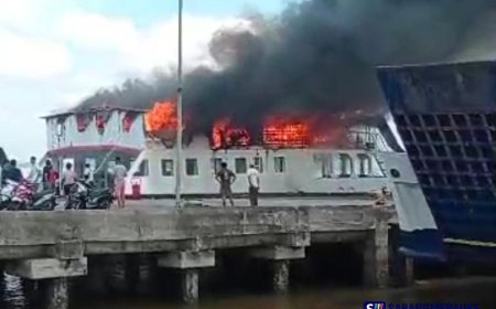 Beredar Video Kapal Penyeberangan Roro Bengkalis Terbakar