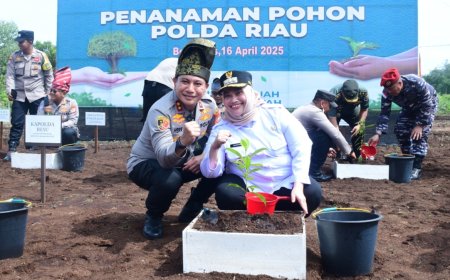 Siaga Bencana, Bupati Bengkalis dan Kapolda Riau Tanam Pohon Geronggang