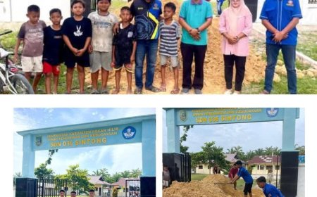Gerak Cepat Pj. Penghulu dan Karang Taruna Sintong Bakti Perbaiki Akses Gerbang SDN 036