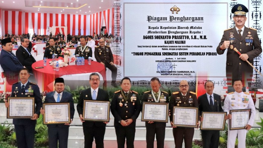 Kajati Maluku Agoes SP Raih Penghargaan Sebagai Tokoh Penggerak Sinergitas Sistem Peradilan Pidana Di Maluku