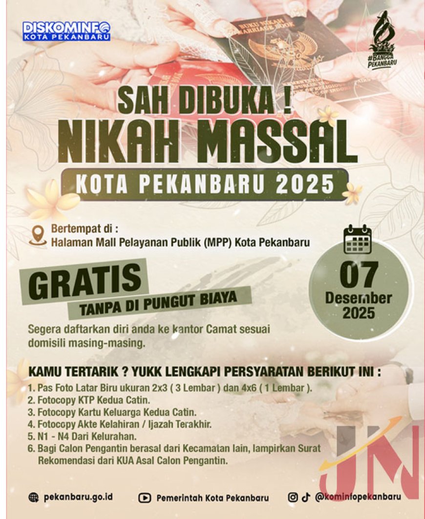 43 Calon Pasutri Sudah Daftar Nikah Massal Gratis Pemko Pekanbaru 