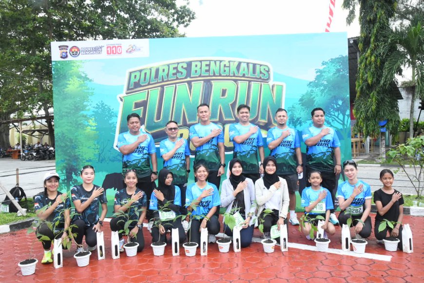 Fun Run Polres Bengkalis Peringati Hari Bhayangkara Diikuti Oleh Ratusan Peserta